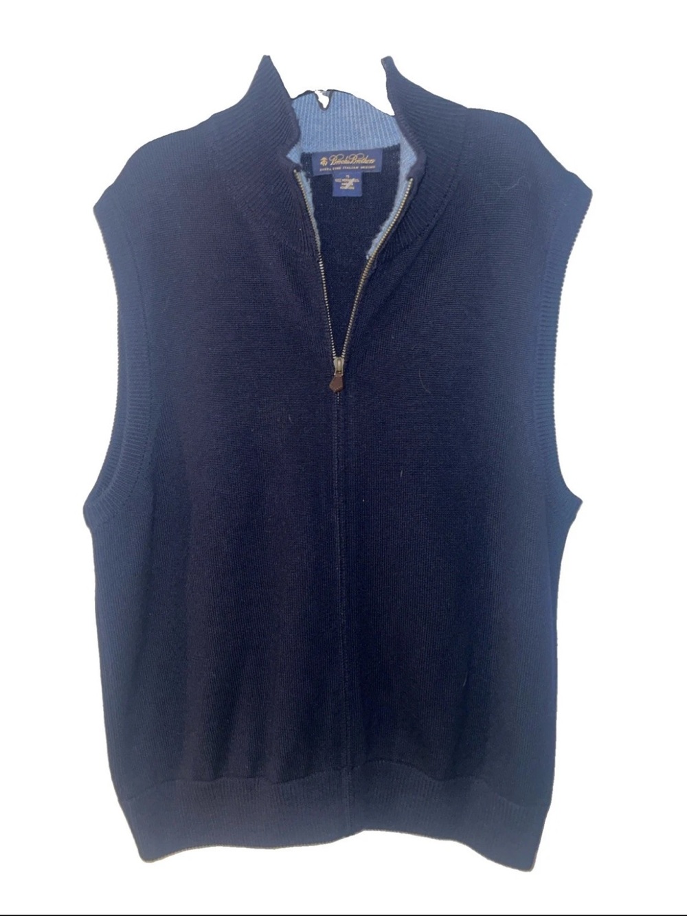 Brook's Brothers Full Zip Merino Wool Navy vest medium